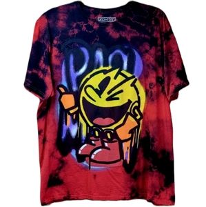 Bandai Namco Pac Man Red Black  Tie Dye T Shirt Size XL
